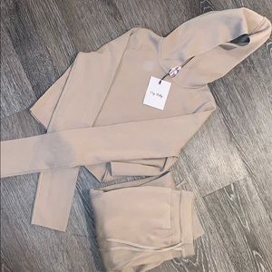 NEW WITH TAGS!!! cry baby tan knit joggers set